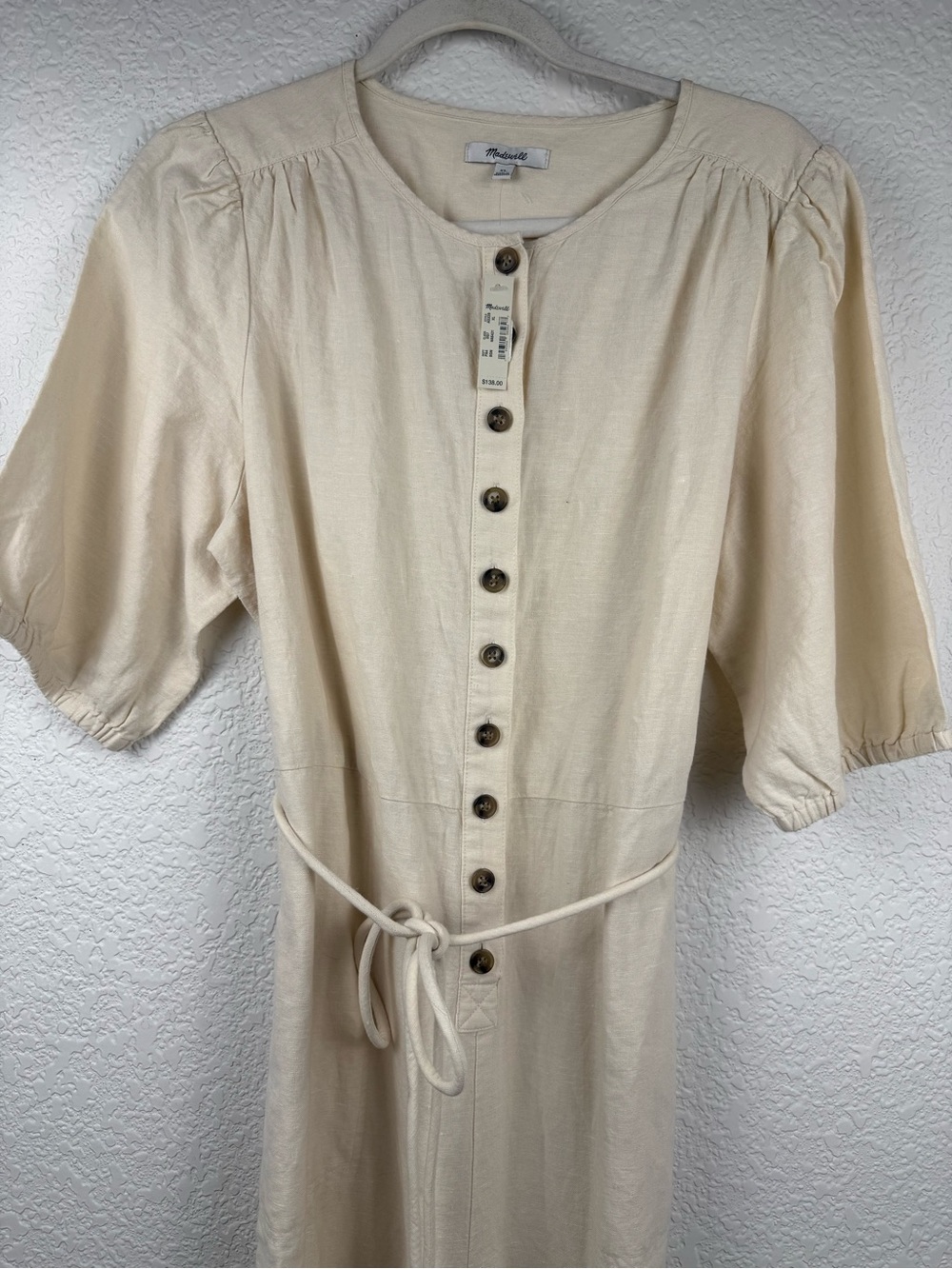 Madewell Linen Blend Jumpsuit | Puff Sleeve Utility Romper | NWT | XL - Picture 4 of 13